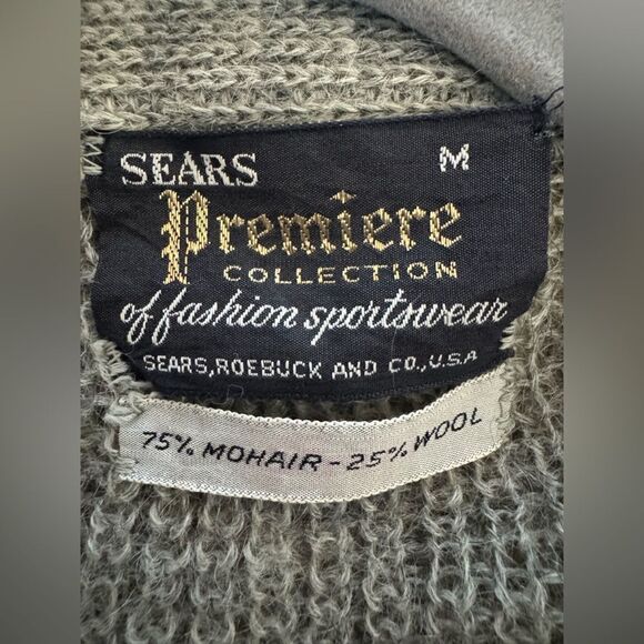 Vintage 60s Wool Mohair Shag Knit Kurt Cobain Cardigan Sweater Sz M w/ Patches - Picture 5 of 9